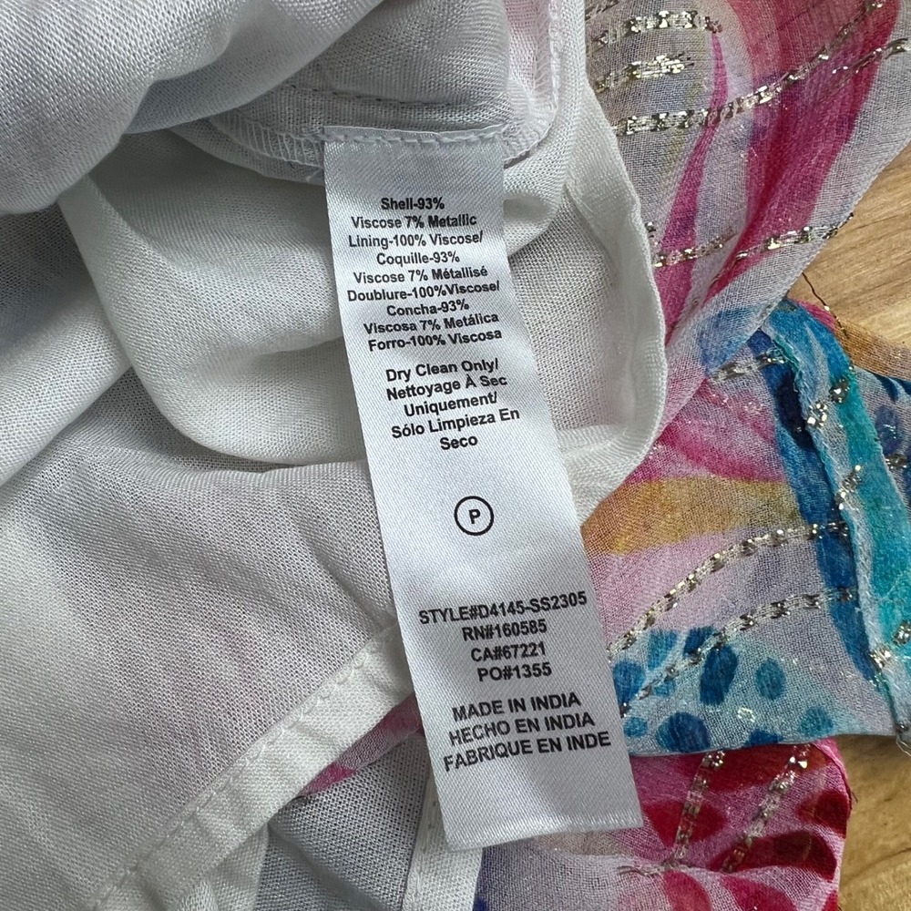 CIEBON Maxi Dress XS Colorful Abstract Metallic V-Neck Racerback Tropical NWT - Picture 7 of 9